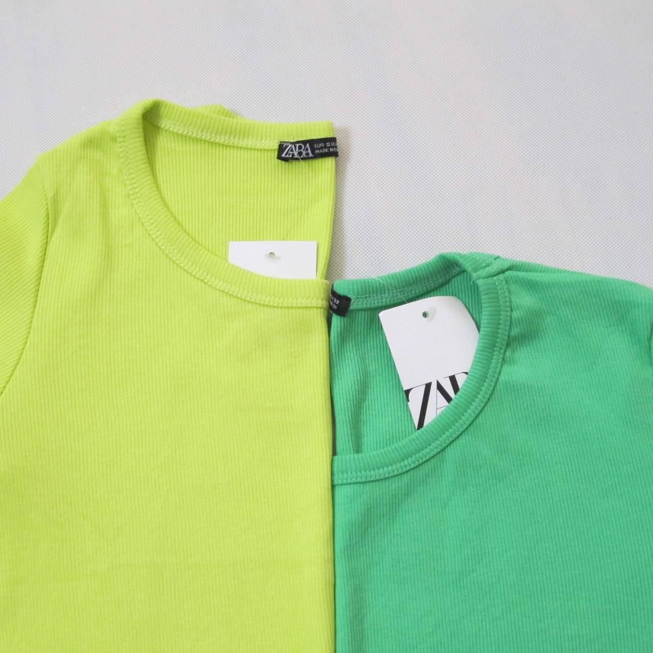 تیشرت کراپ  zara مدل آستین کوتاه نخی کبریتی